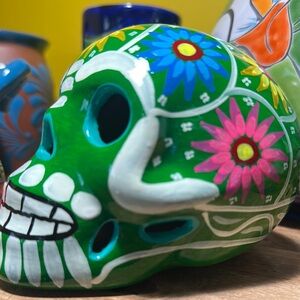 Colorful Floral Skull Art Decor